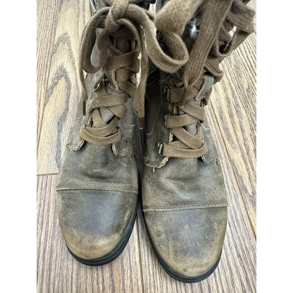 Sorel Women's Major Carly Ankle Boots Size 6.5‎ Brown Leather Biker Distressed